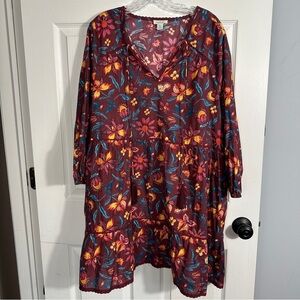Sundance Eternal Summer floral dress, XL, loose fit, tiered, fall colors, v-neck